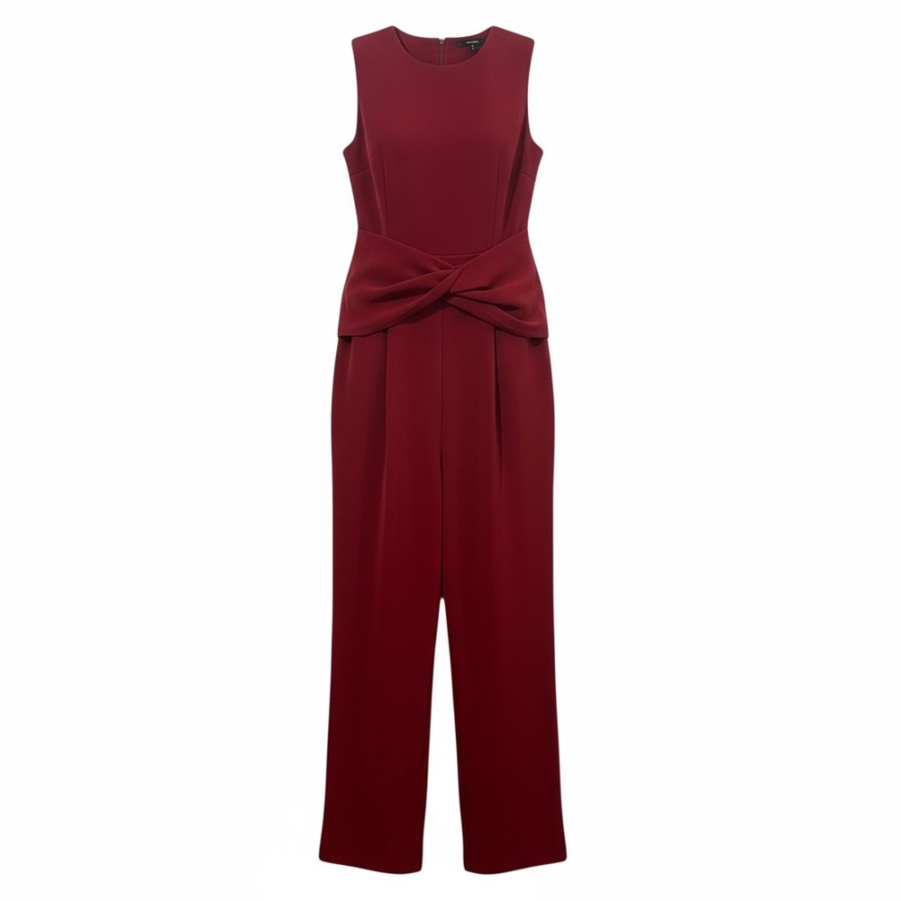 AQ/AQ Red Draped Front Wide-Leg Jumpsuit (US 6)